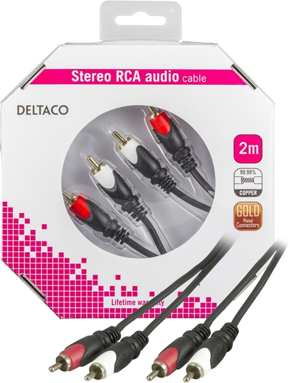 Picture of DELTACO - Audiokabel - RCA (han) til RCA (han) - 2 m