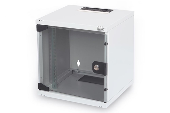 Picture of Digitus 10" Network Set, 6U cabinet, shelf, PDU, 8-port switch, CAT 6 patch panel, Grey DN-10-SET-1
