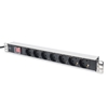 Picture of Digitus aluminum outlet strip with switch, 7 safety outlets, 2 m supply safety plug