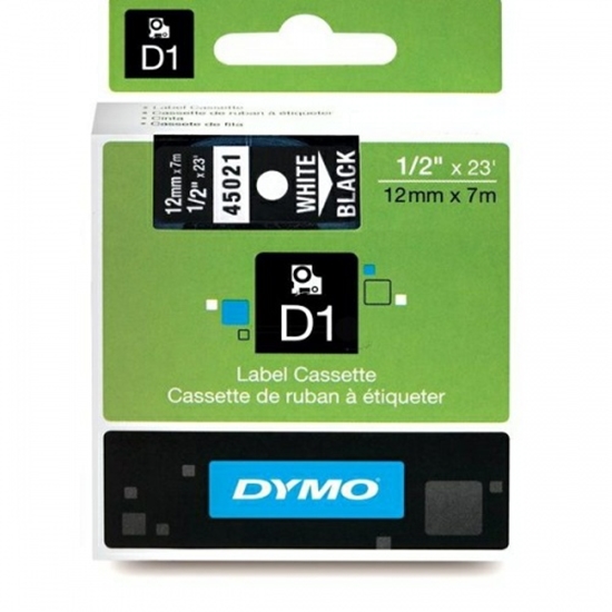Picture of Dymo D1 12mm White/Black labels 45021