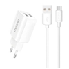 Picture of Dudao EU wall charger 2x USB 5V / 2.4A + USB Type C cable white (A2EU + Type-c white) White