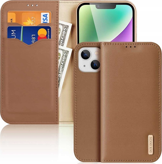 Picture of Dux Ducis Etui z portfelem Dux Ducis Hivo z blokad RFID do iPhone 15 Plus - brzowe