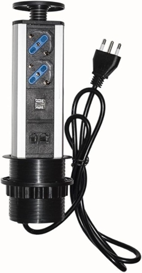 Picture of Ecost customer return LINK LKMPT02 retractable tabletop power strip with 2 Italian standard 16A sock