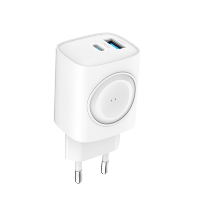 Изображение Evelatus Evelatus 2 in 1 Charger 20W Max USB-C+USB-A:15W Max USB-C+USB-A+Wireless:15W+2W 17W Max White
