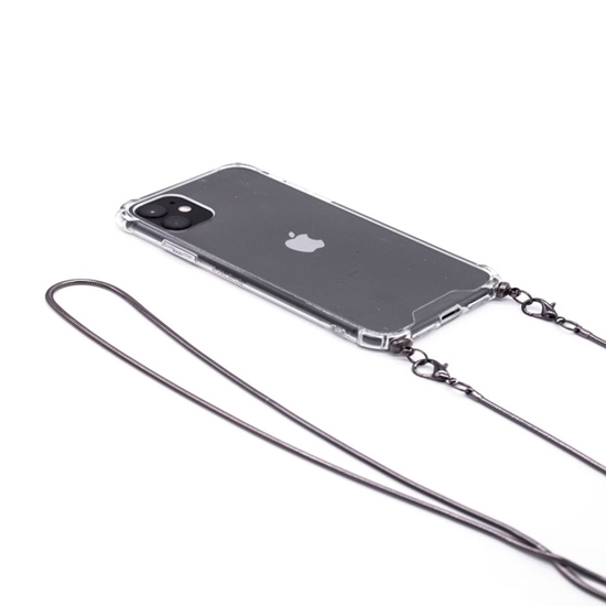Изображение Evelatus Apple iPhone 11 Pro Max Silicone Transparent with Necklace TPU Strap Space Gray