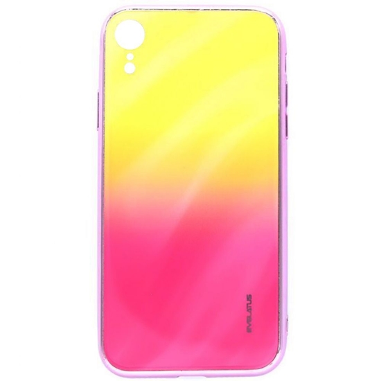 Picture of Evelatus Apple iPhone XR Water Ripple Gradient Color Anti-Explosion Tempered Glass Case Gradient Yellow-Pink