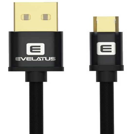 Picture of Evelatus Data cable Micro USB EDC02 dual side gold plated connectors Black