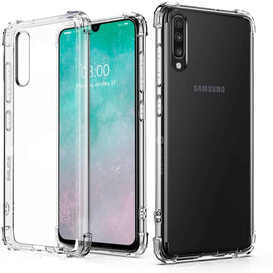 Изображение Evelatus Samsung Galaxy A70 Military Shockproof Silicone Case TPU Transparent