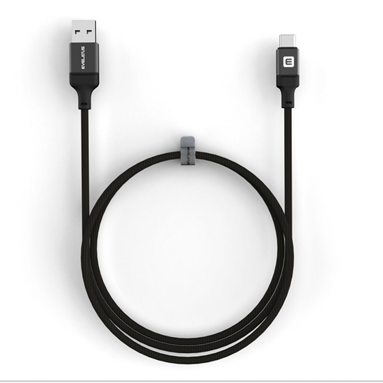 Picture of Evelatus Cable USB A to C, 1.2M Aluminum housing braiding Black