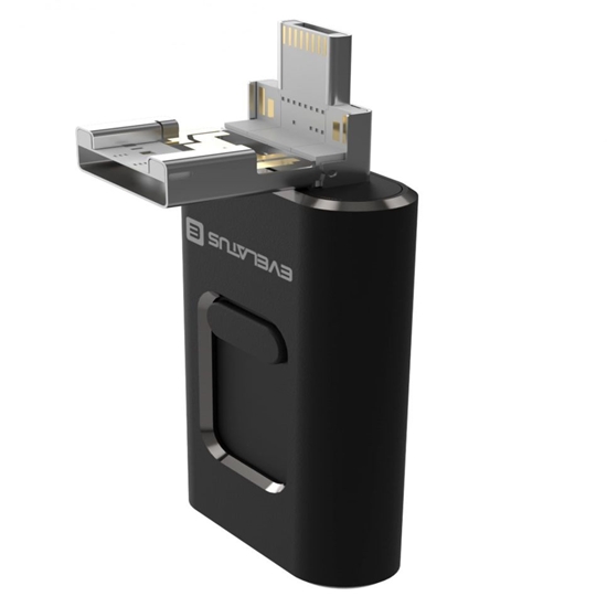 Picture of Evelatus USB Flash 4in1 64GB EFD03 (USB,Micro,Type C and iPhone) Black
