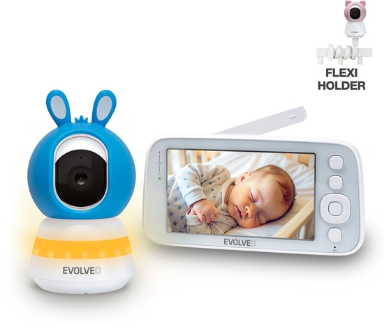 Picture of EVOLVEO Baby Monitor N5, Set videochviky s 360° dohledem, obousmrnou komunikací a ukolébavkami, modrá