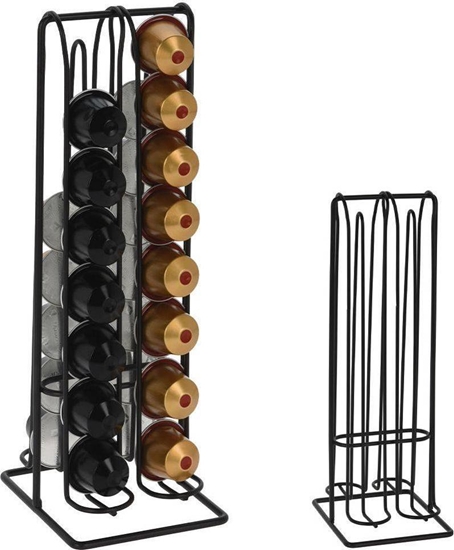 Picture of Excellent Houseware Stojak na 32 kapsuki, metalowy, czarny, stojcy organizer 30 cm