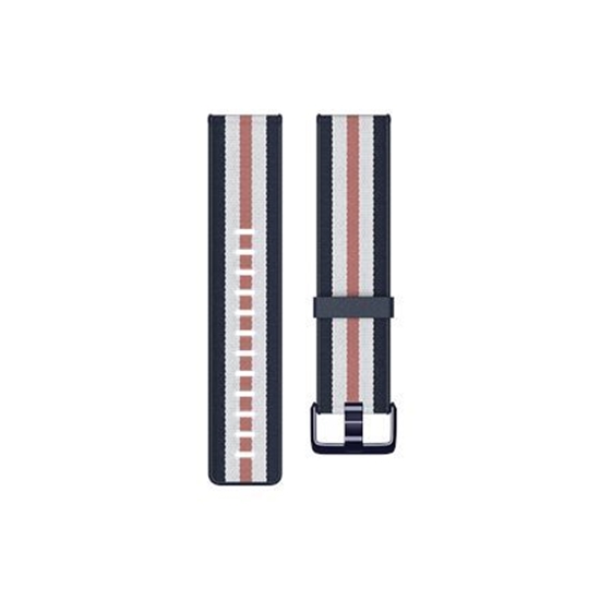 Picture of Fitbit | Versa-Lite Woven Hybrid Band, large, navy/pink | The Fitbit Versa woven hybrid band is made of polyester woven material on top and fluoroelastomer material on the bottom with an aluminium buckle. | The Fitbit Versa woven hybrid band is not water 