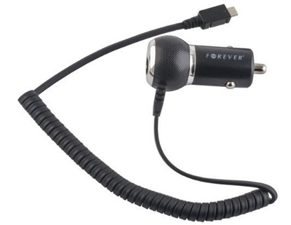 Picture of Forever 1A Compact Design Car Charger Micro USB (Universal) 1,2m Cable Euro CE (EU Blister) Black