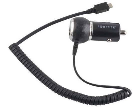 Picture of Forever 1A Compact Design Car Charger Micro USB (Universal) 1,2m Cable Euro CE (EU Blister) Black