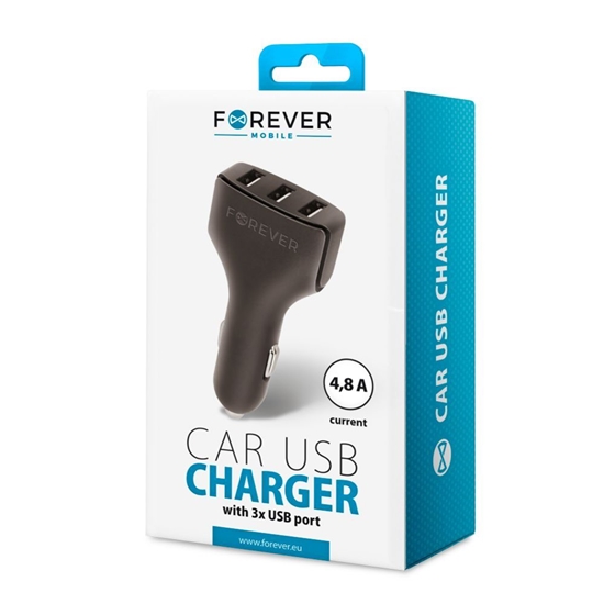 Picture of Forever Universal Triple USB car charger CC-05 4.8A Black