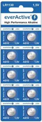 Attēls no G10 baterijas 1.5V everActive Alkaline LR1130/LR54 iepakojumā 10 gb.