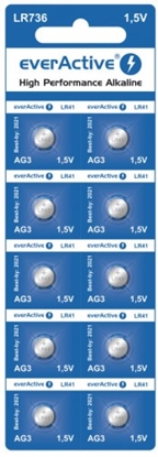 Attēls no G3 baterijas 1.5V everActive Alkaline LR41/192 iepakojumā 10 gb.