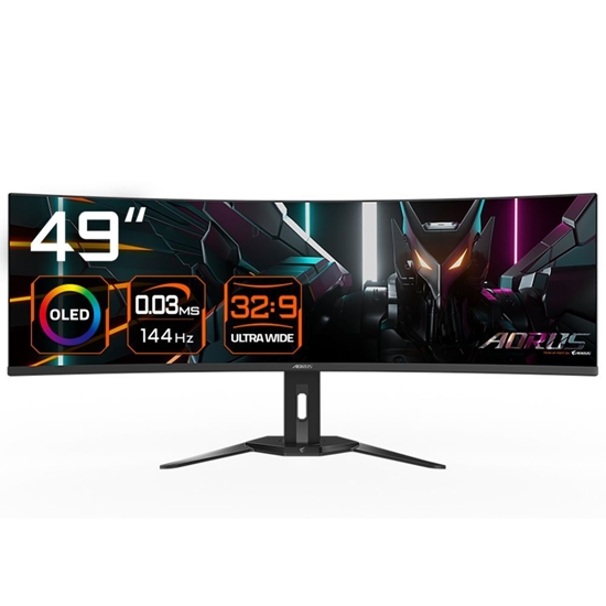 Изображение Gigabyte Gaming Monitor 49" OLED AORUS CO49DQ EK1, 5120x1440 DQHD, 3 ms, 250 cd/m2 (TYP), HDMI ports quantity 2, 144 Hz, Black