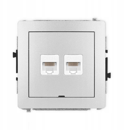Picture of Gniazdo komputerowe podwójne 2xRJ45 Karlik Deco 7DGKBO-2 kategoria 5e, 8-stykowy, bez pola opisowego srebrny metalik