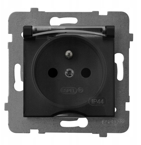 Picture of Gniazdo podtynkowe hermetyczne bryzgoszczelne z uziemieniem IP44 AS Ospel czarny metalik GPH-1GZ/M/33/D