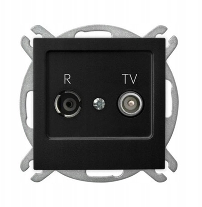 Picture of Gniazdo RTV Ospel As GPA-10GP/m/33 przelotowe 10dB czarny metalik