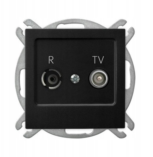 Picture of Gniazdo RTV Ospel As GPA-10GP/m/33 przelotowe 10dB czarny metalik