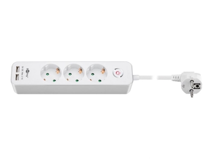 Attēls no Goobay 41264 3-Way Power Strip with Switch and USB | Sockets quantity 3