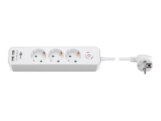 Picture of Goobay 41264 3-Way Power Strip with Switch and USB | Sockets quantity 3