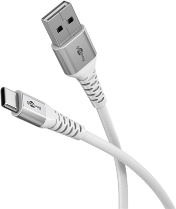 Attēls no Goobay USB-C to USB-A Supersoft Textile Cable with Metal Plugs, 2 m, white |