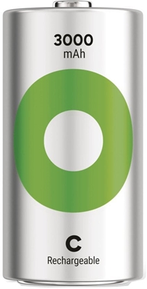 Attēls no GP Batteries Recyko 3000 C, 3000 mAh, Nickel-Metal Hydride (NiMH), C, 1.2 V, Green, Silver, 2 pc(s)