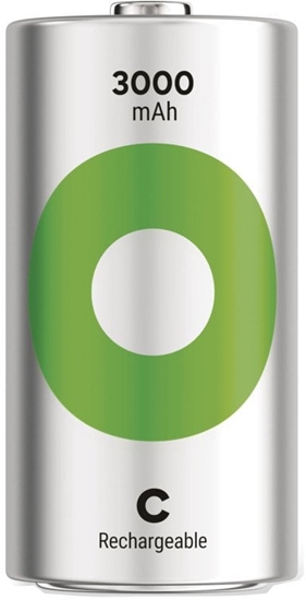 Picture of GP Batteries Recyko 3000 C, 3000 mAh, Nickel-Metal Hydride (NiMH), C, 1.2 V, Green, Silver, 2 pc(s)