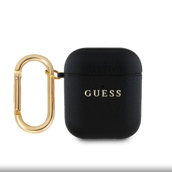 Picture of Guess Apple AirPods 1/2 PU Grained Classic Logo Case Black