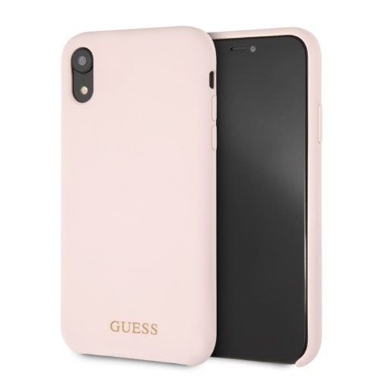 Picture of Guess Apple iPhone XR Silicone Gold Logo Light Pink