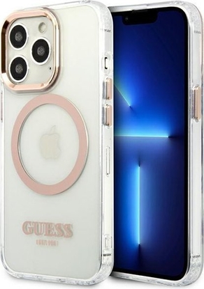 Attēls no Guess Etui Guess do iPhone 13 Pro Max 6,7" zoty/gold hard case Metal Outline Magsafe