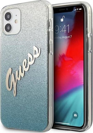 Picture of Guess Etui Guess GUHCP12SPCUGLSBL Apple iPhone 12 mini niebieski/blue hardcase Glitter Gradient Script