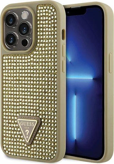 Picture of Guess Etui Guess GUHCP14LHDGTPD Apple iPhone 14 Pro zoty/gold hardcase Rhinestone Triangle