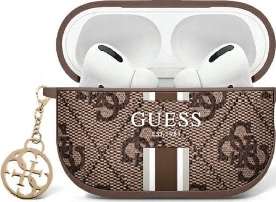 Picture of Guess Guess GUA2P4RPSW AirPods 1/2 cover brown/brown 4G Printed Stripes Charm