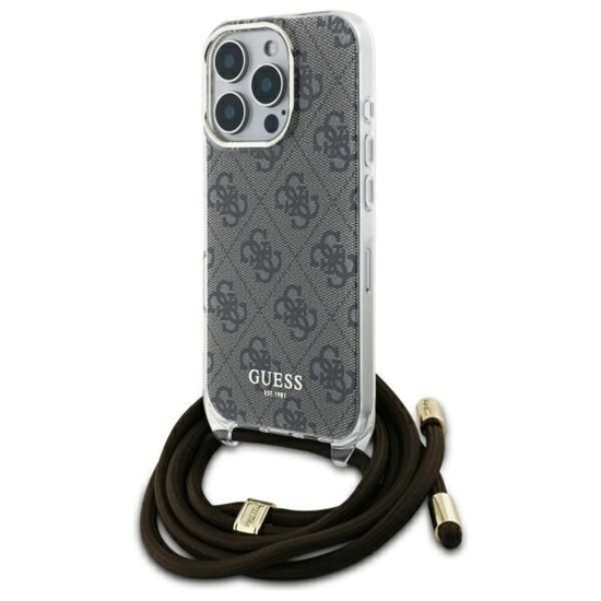 Picture of Guess IML 4G Printed Crossbody Strap Case for iPhone 16 Pro / Brown