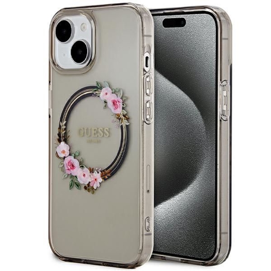 Picture of Guess PC|TPU Flowers Ring Glossy Logo MagSafe Case