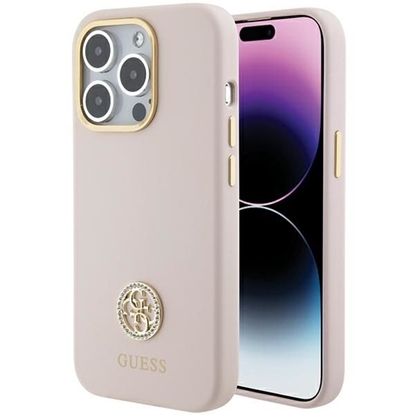 Attēls no Guess Apple iPhone 15 Pro Liquid Silicone 4G Strass Metal Logo Case