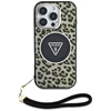 Picture of Guess HC IML Leopard Triangle Cord Strap Case for Apple iPhone 16 Pro