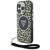 Picture of Guess IML Leopard Triangle Logo Strap MagSafe Case for Apple iPhone 16 Pro
