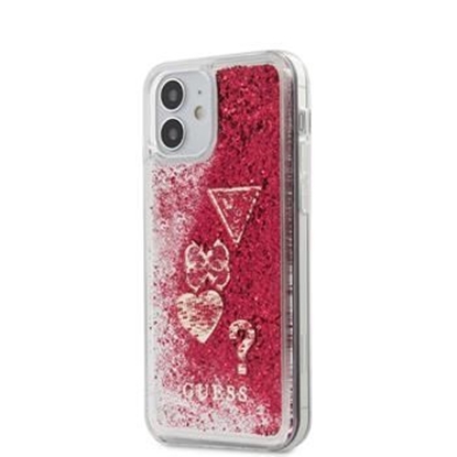 Attēls no Guess - iPhone 12 mini 5.4'' Liquid Glitter Charms Cover Rapsberry