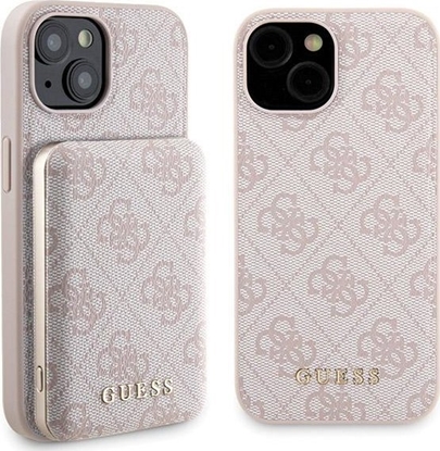 Изображение Guess Zestaw Guess GUBPM5P15S4GEMGP Apple iPhone 15 hardcase + Powerbank 5000mAh MagSafe 4G Metal Logo róowy/pink