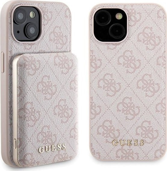 Picture of Guess Zestaw Guess GUBPM5P15S4GEMGP Apple iPhone 15 hardcase + Powerbank 5000mAh MagSafe 4G Metal Logo róowy/pink