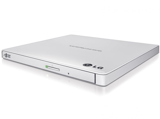 Изображение H.L Data Storage Ultra Slim Portable DVD-Writer GP57EW40 Interface USB 2.0, DVD±R/RW, CD read speed 24 x, CD write speed 24 x, White, Desktop/Notebook