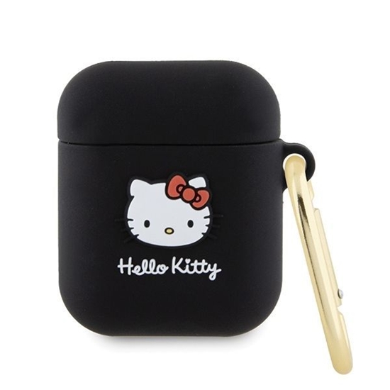 Picture of Hello Kitty Apple Airpods 1/2 cover czarny Silicone 3D Kitty Head Black