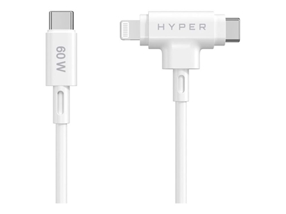 Attēls no HYPER Juice Silicone USB-C to USB-C and Lightning Hybrid 60W Cable