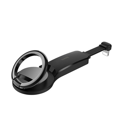 Attēls no Hoco Lightning to 2 x Lightning + ring holder Black